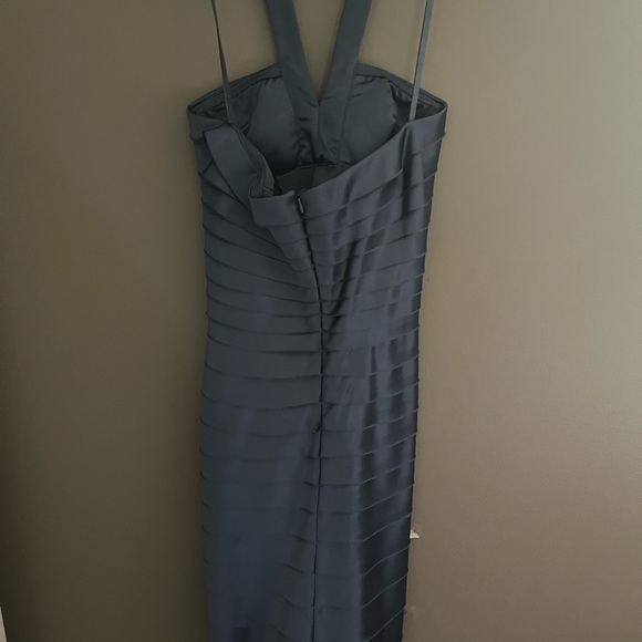 BCBGMaxAzria Blue Grey Woven Embellished Halter Dress | SZ 4 - Picture 4 of 4